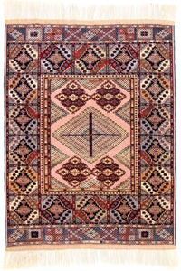 Afghansk matta - 140 x 120 cm - rosa
