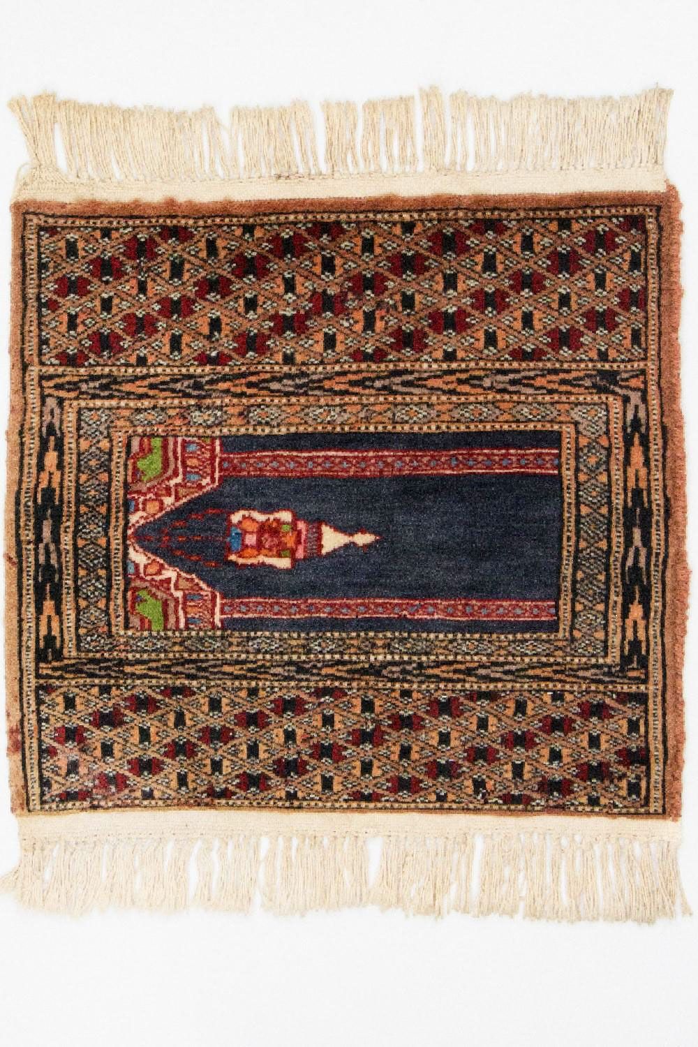 Afghansk matta - Bukhara kvadrat  - 47 x 44 cm - blå