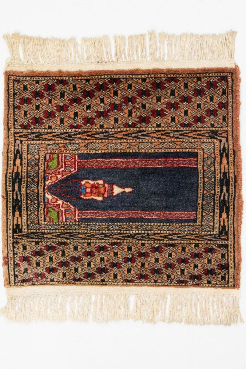 Afghansk matta - Bukhara kvadrat  - 47 x 44 cm - blå