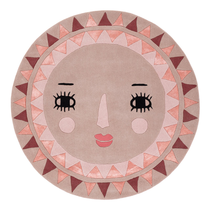 Kinderteppich Sonne Gesicht rund