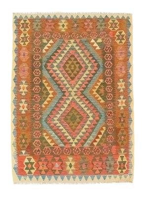 Kelim Carpet - orientalisk matta - 196 x 154 cm - orange
