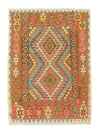 Kelim Carpet - orientalisk matta - 196 x 154 cm - orange