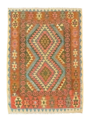 Kelim Carpet - orientalisk matta - 196 x 154 cm - orange