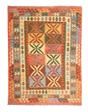 Kelim Carpet - orientalisk matta - 206 x 154 cm - orange
