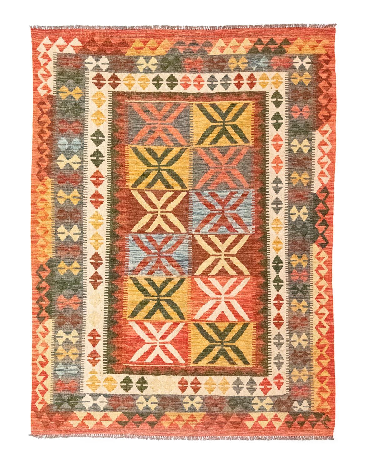 Kelim Carpet - orientalisk matta - 205 x 150 cm - orange