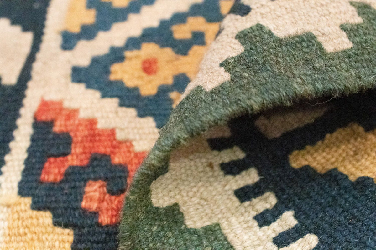 Kelim Carpet - orientalisk matta - 90 x 61 cm - blå