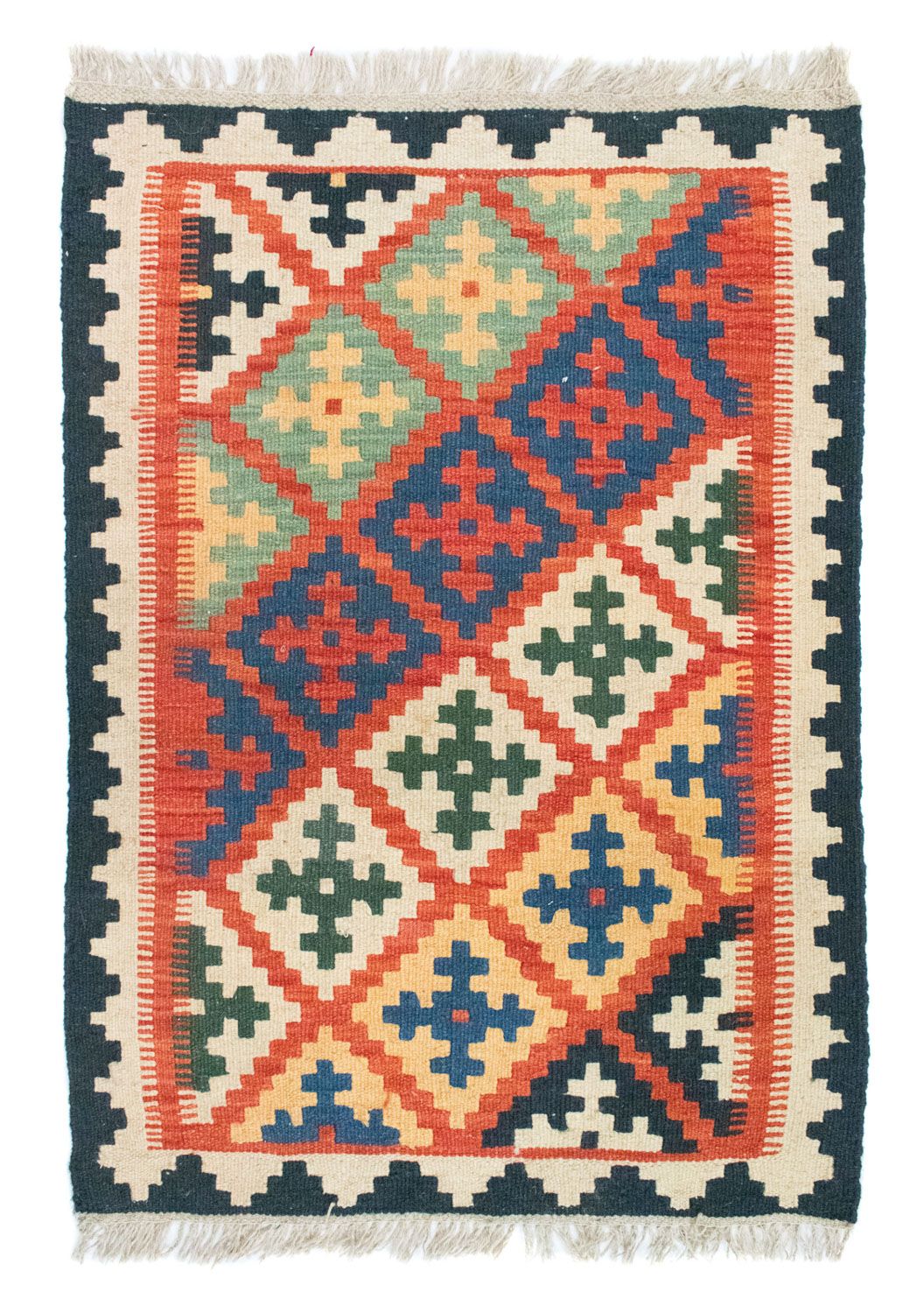 Kelim Carpet - orientalisk matta - 92 x 65 cm - orange