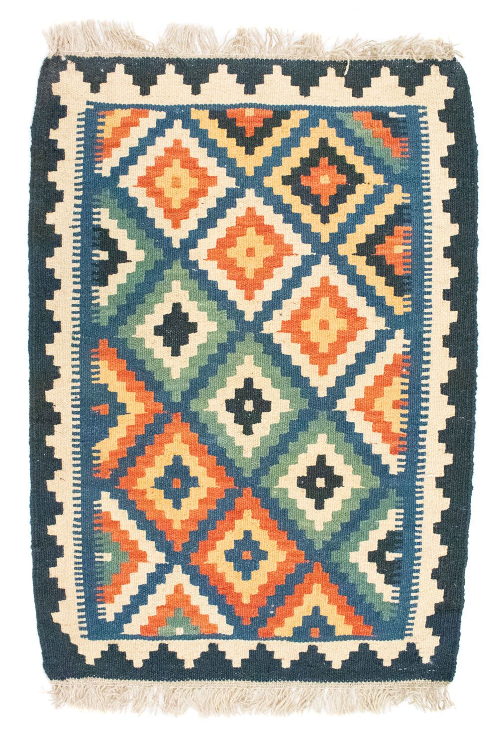 Kelim Carpet - orientalisk matta - 90 x 60 cm - blå
