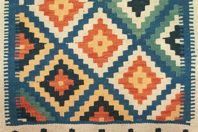 Kelim Carpet - orientalisk matta - 90 x 60 cm - blå