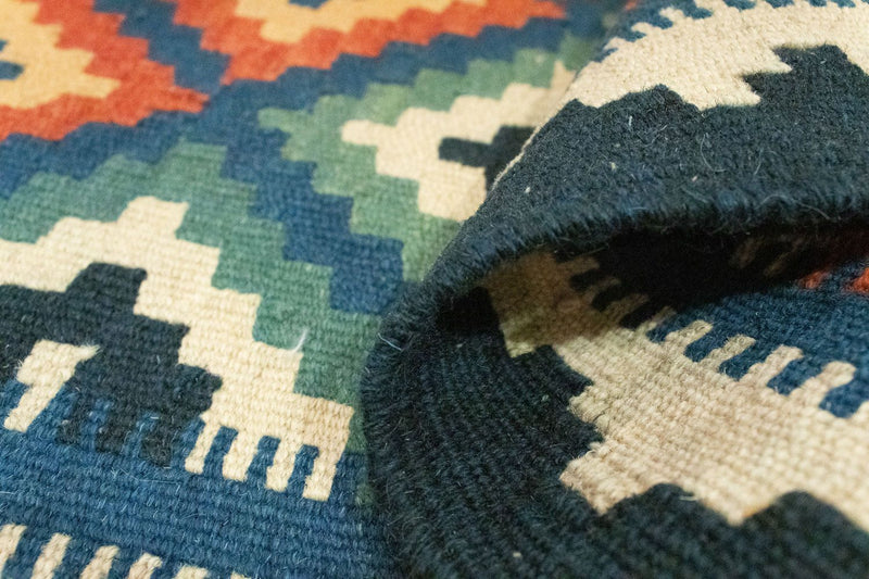 Kelim Carpet - orientalisk matta - 90 x 60 cm - blå