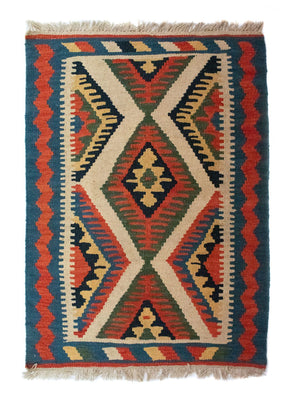 Kelim Carpet - orientalisk matta - 90 x 64 cm - beige