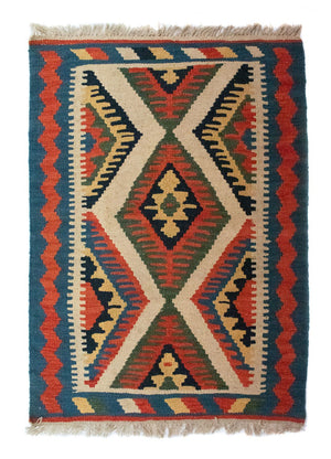 Kelim Carpet - orientalisk matta - 90 x 64 cm - beige