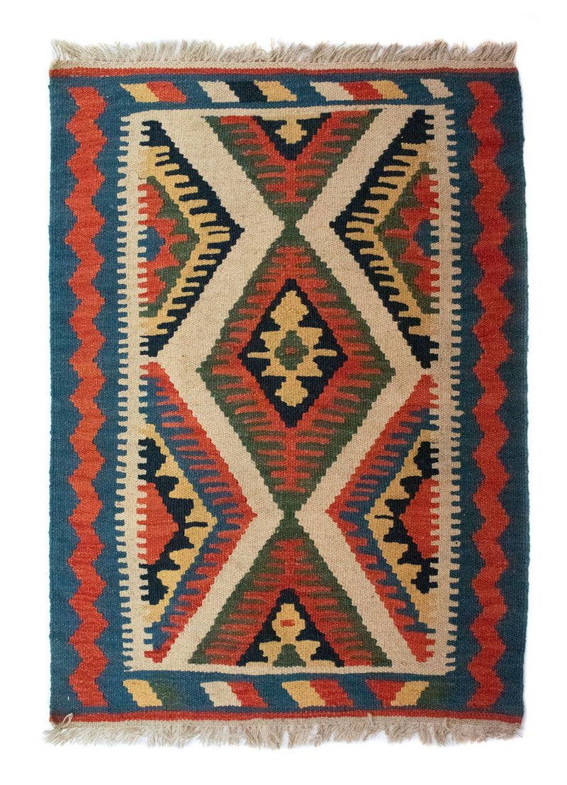 Kelim Carpet - orientalisk matta - 90 x 64 cm - beige