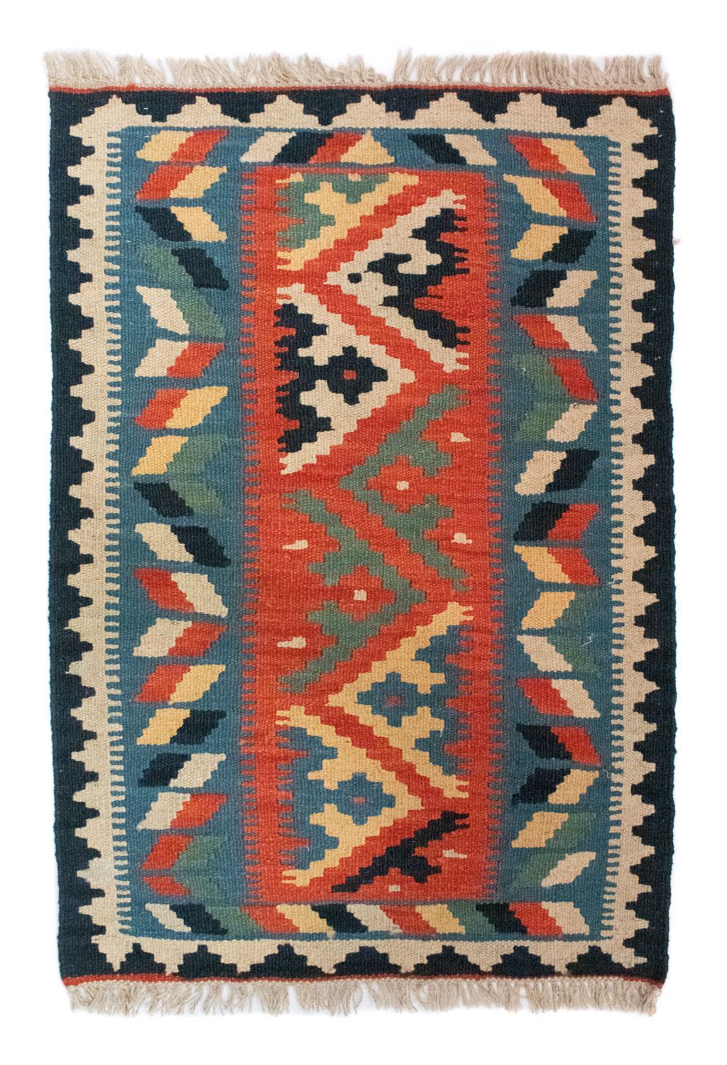 Kelim Carpet - orientalisk matta - 87 x 60 cm - blå