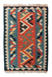 Kelim Carpet - orientalisk matta - 87 x 60 cm - blå