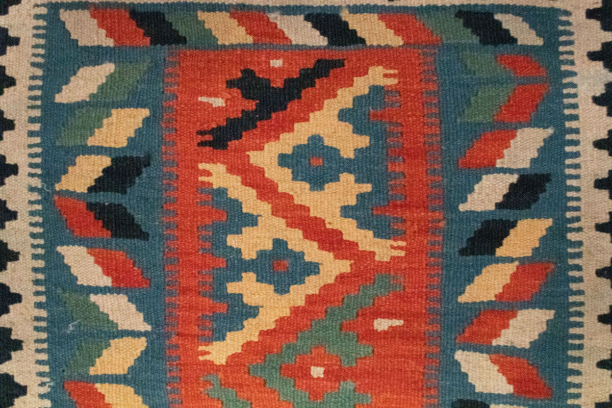 Kelim Carpet - orientalisk matta - 87 x 60 cm - blå