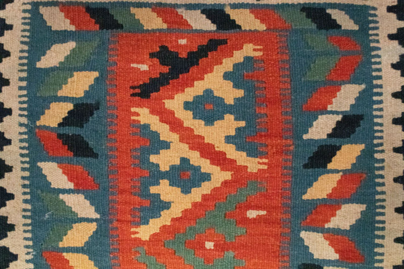 Kelim Carpet - orientalisk matta - 87 x 60 cm - blå