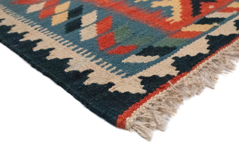 Kelim Carpet - orientalisk matta - 87 x 60 cm - blå