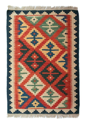 Kelim Carpet - orientalisk matta - 92 x 62 cm - flerfärgad