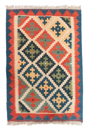 Kelim Carpet - orientalisk matta - 90 x 63 cm - orange