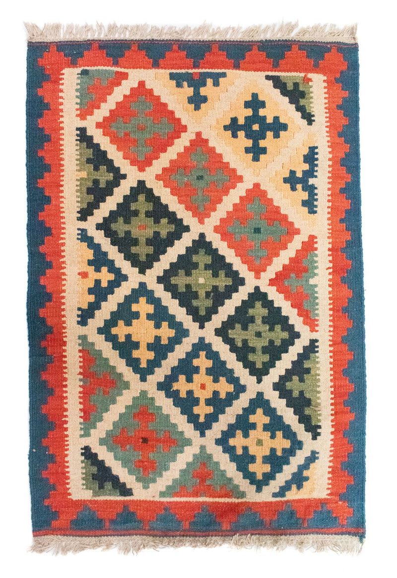 Kelim Carpet - orientalisk matta - 90 x 63 cm - orange