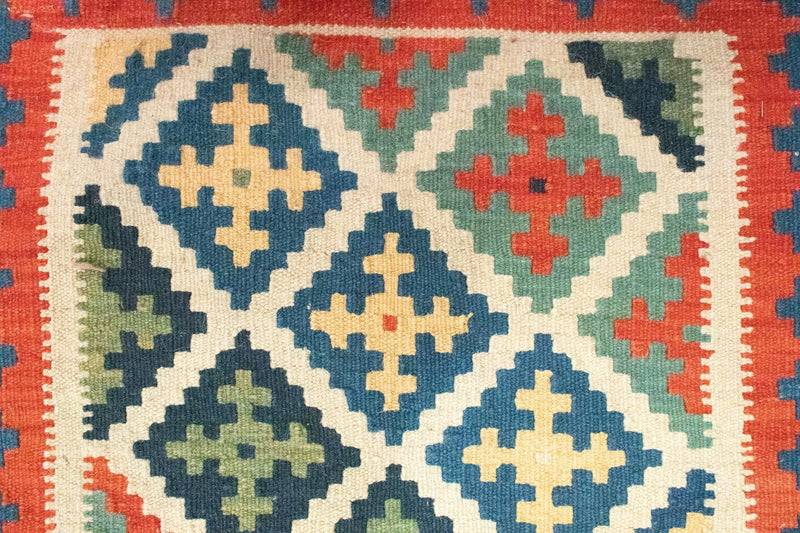 Kelim Carpet - orientalisk matta - 90 x 63 cm - orange