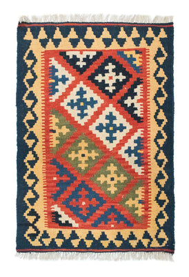 Kelim Carpet - orientalisk matta - 90 x 62 cm - orange