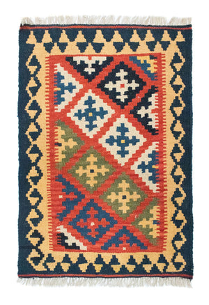 Kelim Carpet - orientalisk matta - 90 x 62 cm - orange