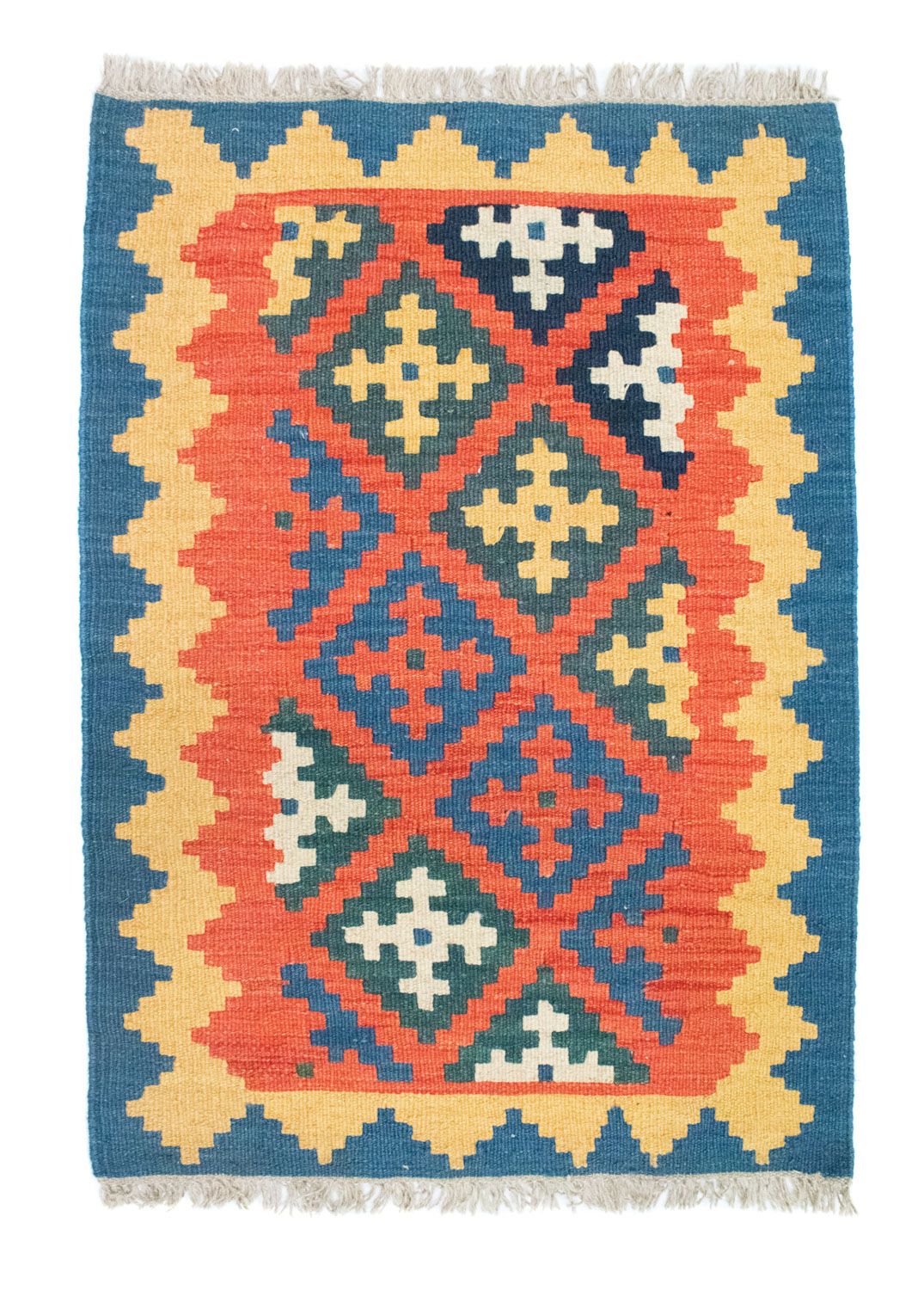 Kelim Carpet - orientalisk matta - 90 x 64 cm - orange