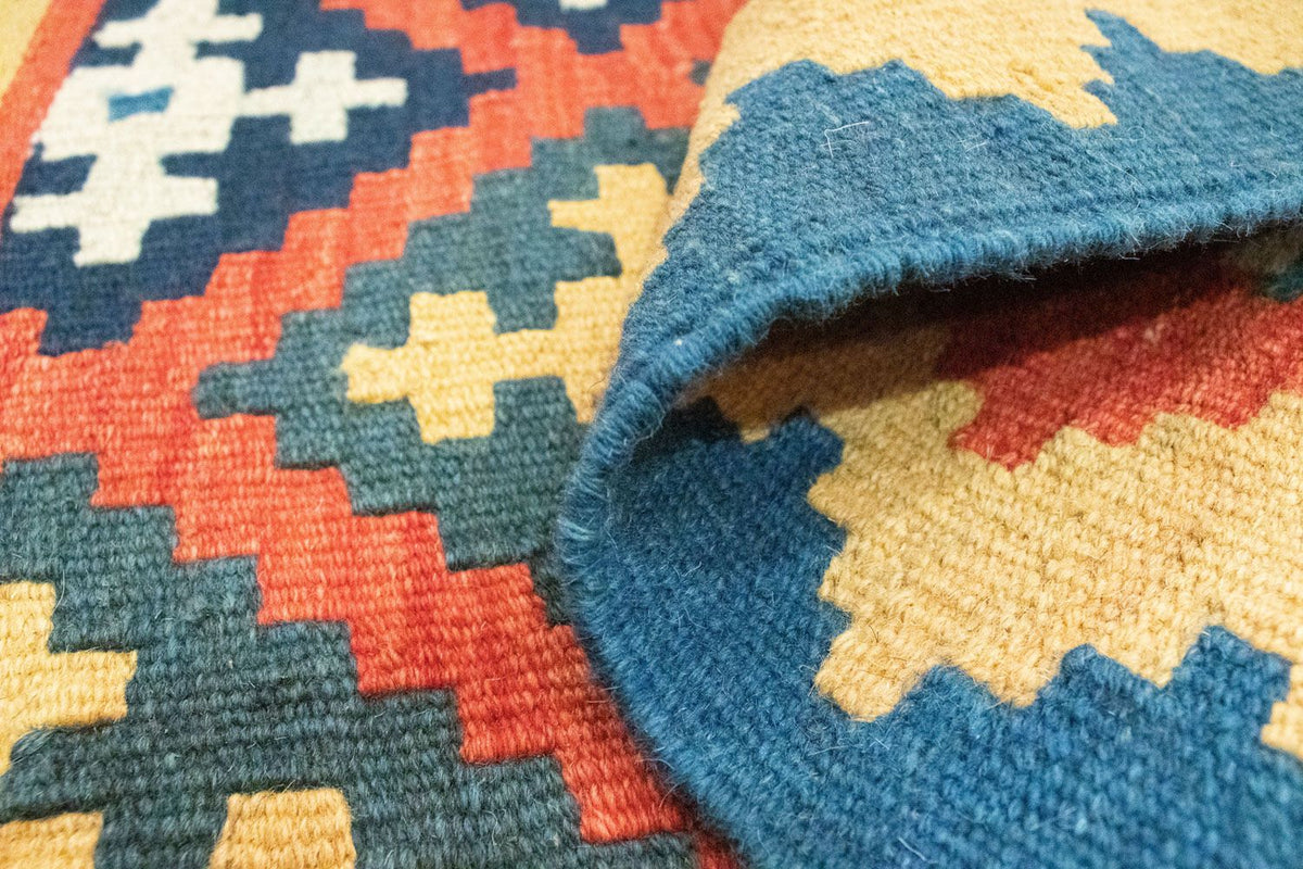 Kelim Carpet - orientalisk matta - 90 x 64 cm - orange