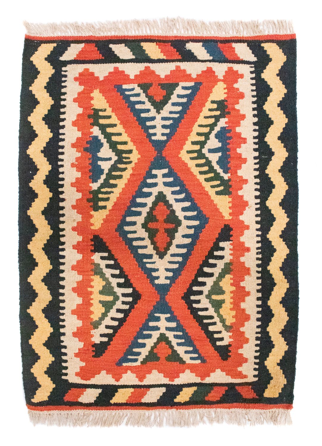 Kelim Carpet - orientalisk matta - 90 x 65 cm - orange