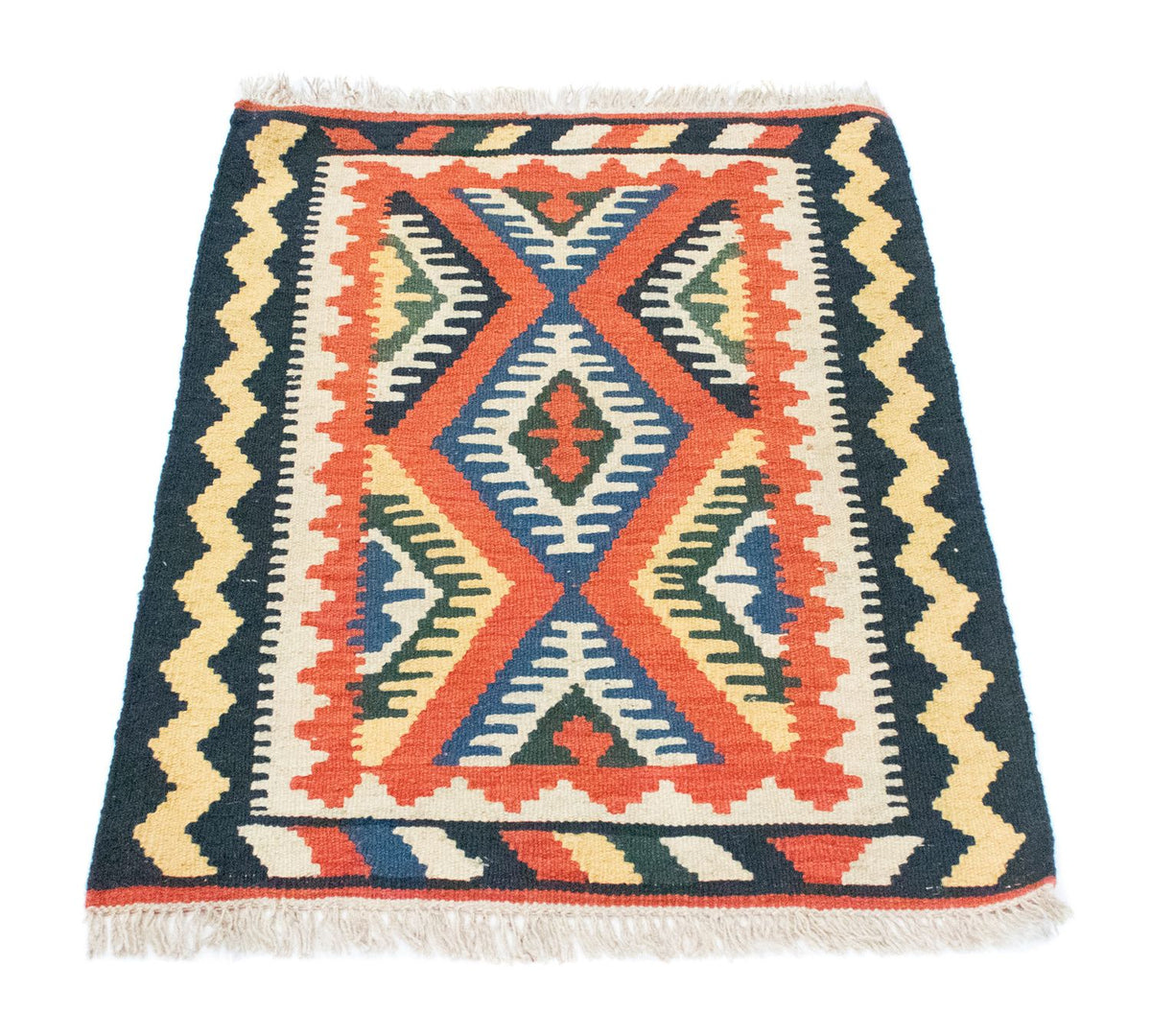 Kelim Carpet - orientalisk matta - 90 x 65 cm - orange