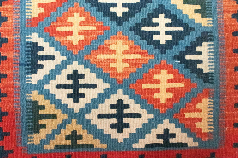 Kelim Carpet - orientalisk matta - 92 x 65 cm - blå