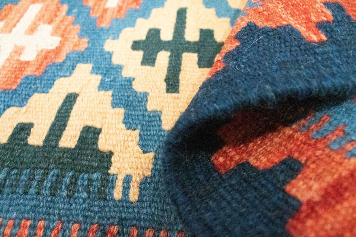 Kelim Carpet - orientalisk matta - 92 x 65 cm - blå