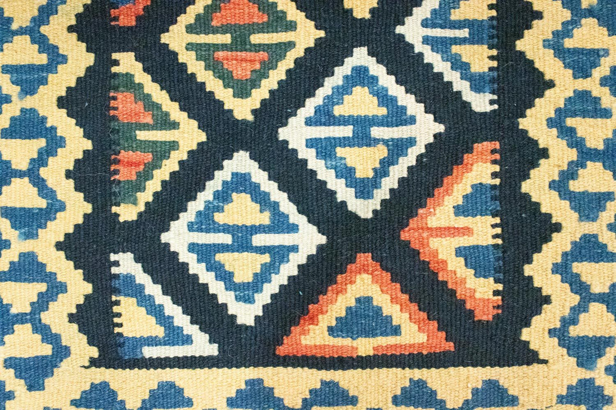 Kelim Carpet - orientalisk matta - 90 x 60 cm - blå