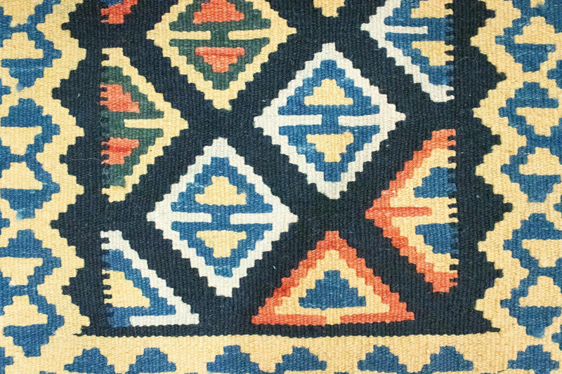 Kelim Carpet - orientalisk matta - 90 x 60 cm - blå