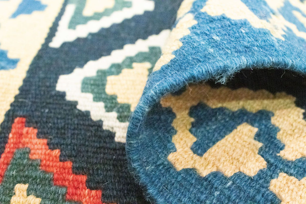 Kelim Carpet - orientalisk matta - 90 x 60 cm - blå