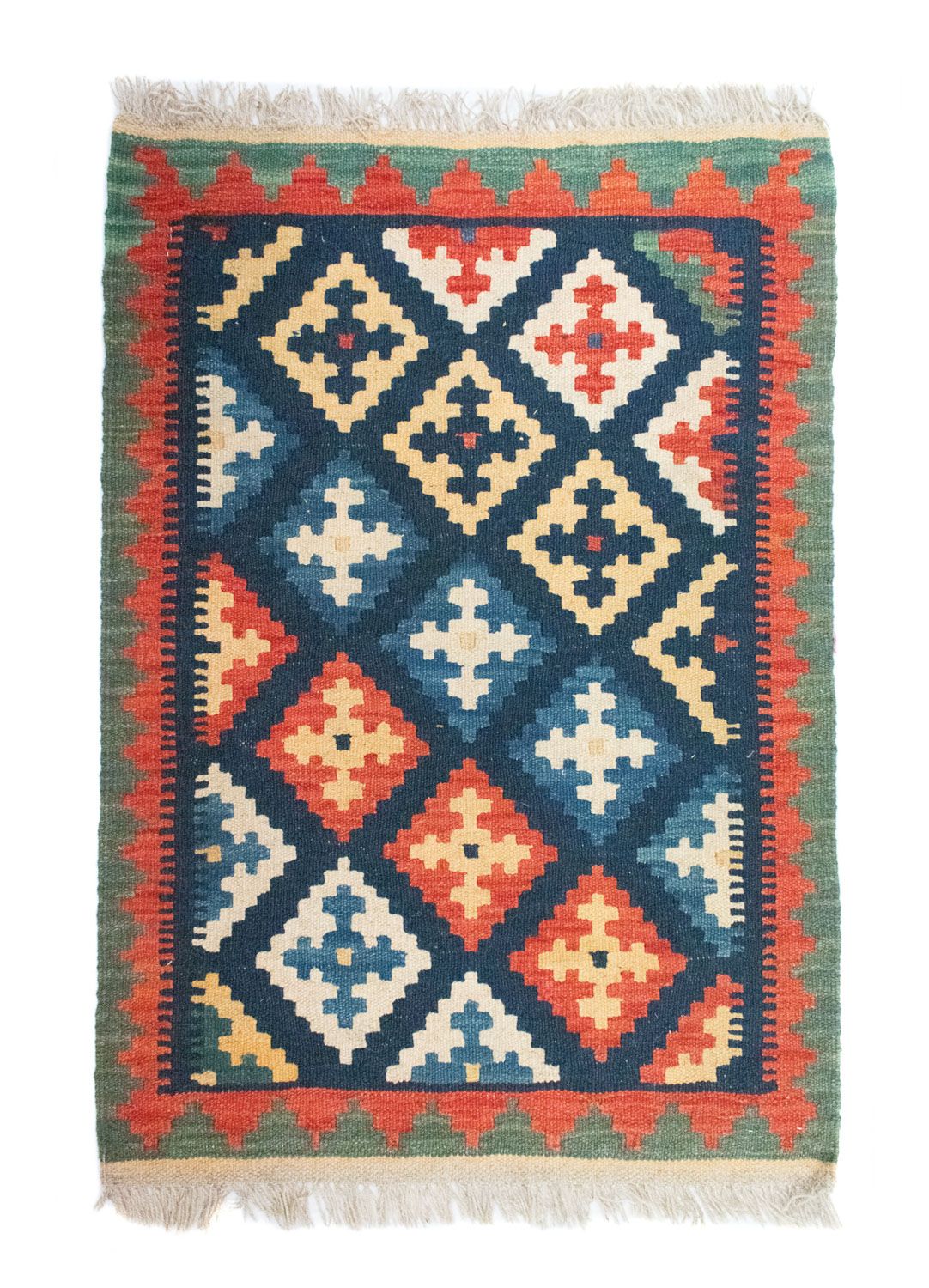 Kelim Carpet - orientalisk matta - 95 x 65 cm - blå