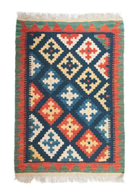 Kelim Carpet - orientalisk matta - 95 x 65 cm - blå