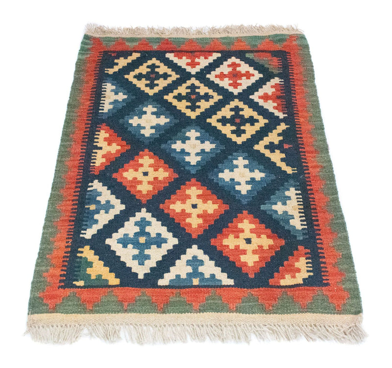 Kelim Carpet - orientalisk matta - 95 x 65 cm - blå