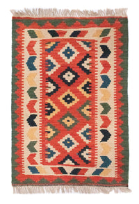 Kelim Carpet - orientalisk matta - 95 x 65 cm - orange