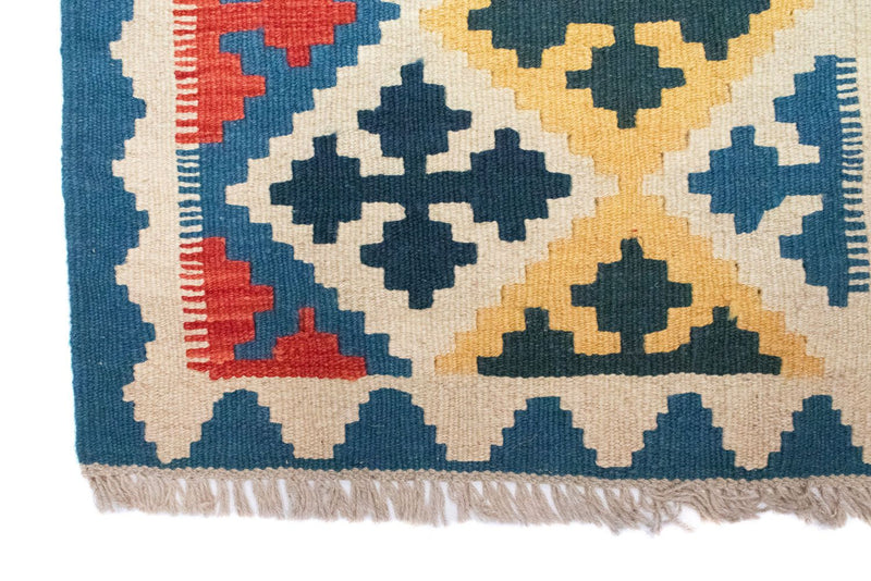 Kelim Carpet - orientalisk matta - 86 x 61 cm - blå