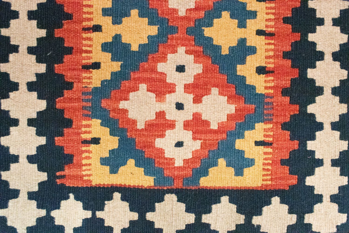 Kelim Carpet - orientalisk matta - 89 x 60 cm - blå