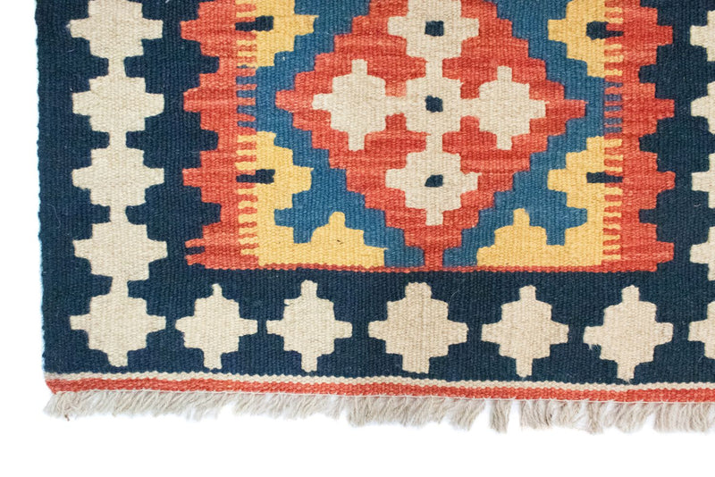 Kelim Carpet - orientalisk matta - 89 x 60 cm - blå