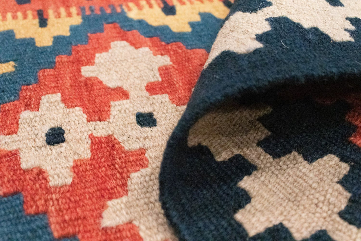 Kelim Carpet - orientalisk matta - 89 x 60 cm - blå