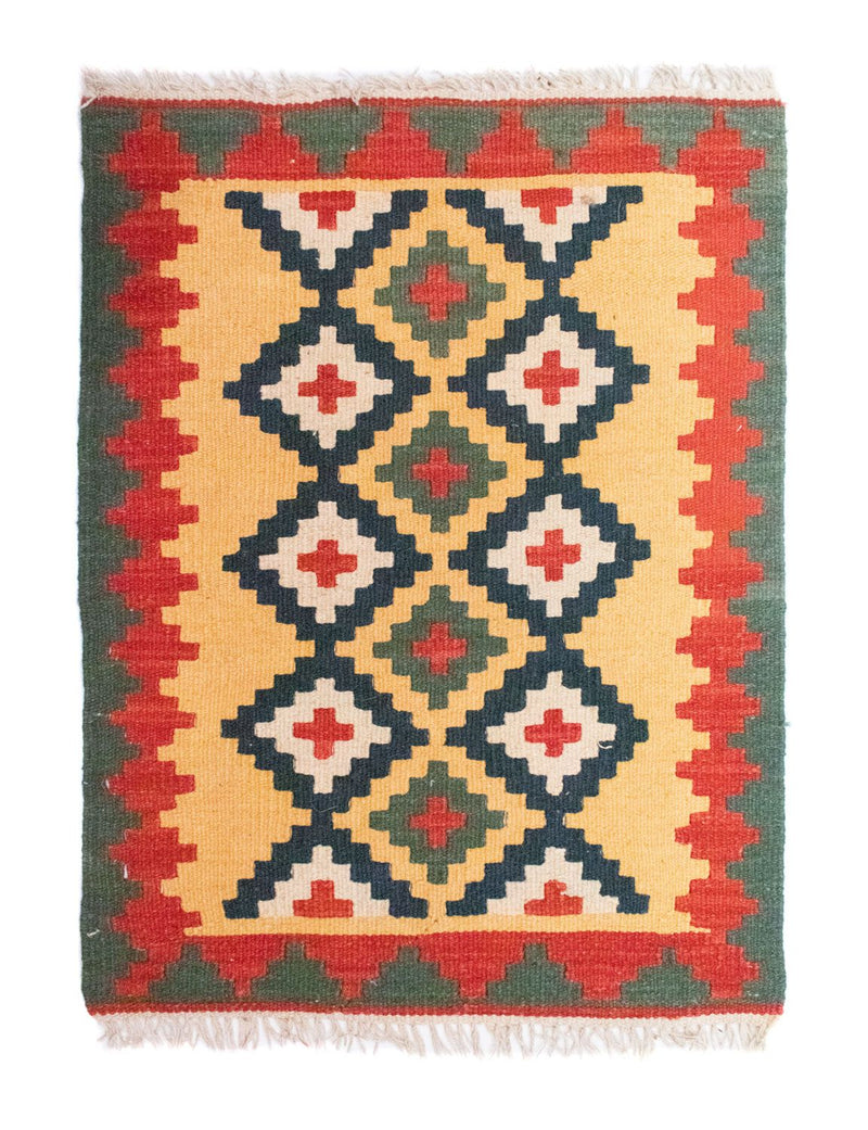 Kelim Carpet - orientalisk matta - 83 x 62 cm - gul