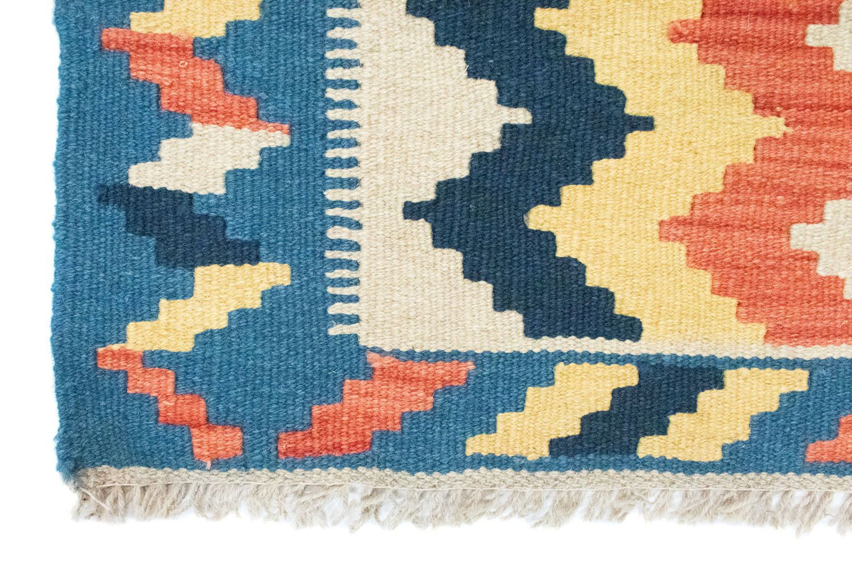 Kelim Carpet - orientalisk matta - 91 x 61 cm - blå