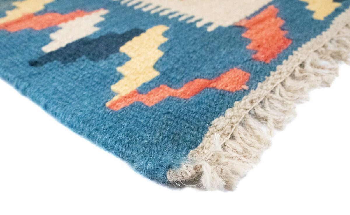 Kelim Carpet - orientalisk matta - 91 x 61 cm - blå