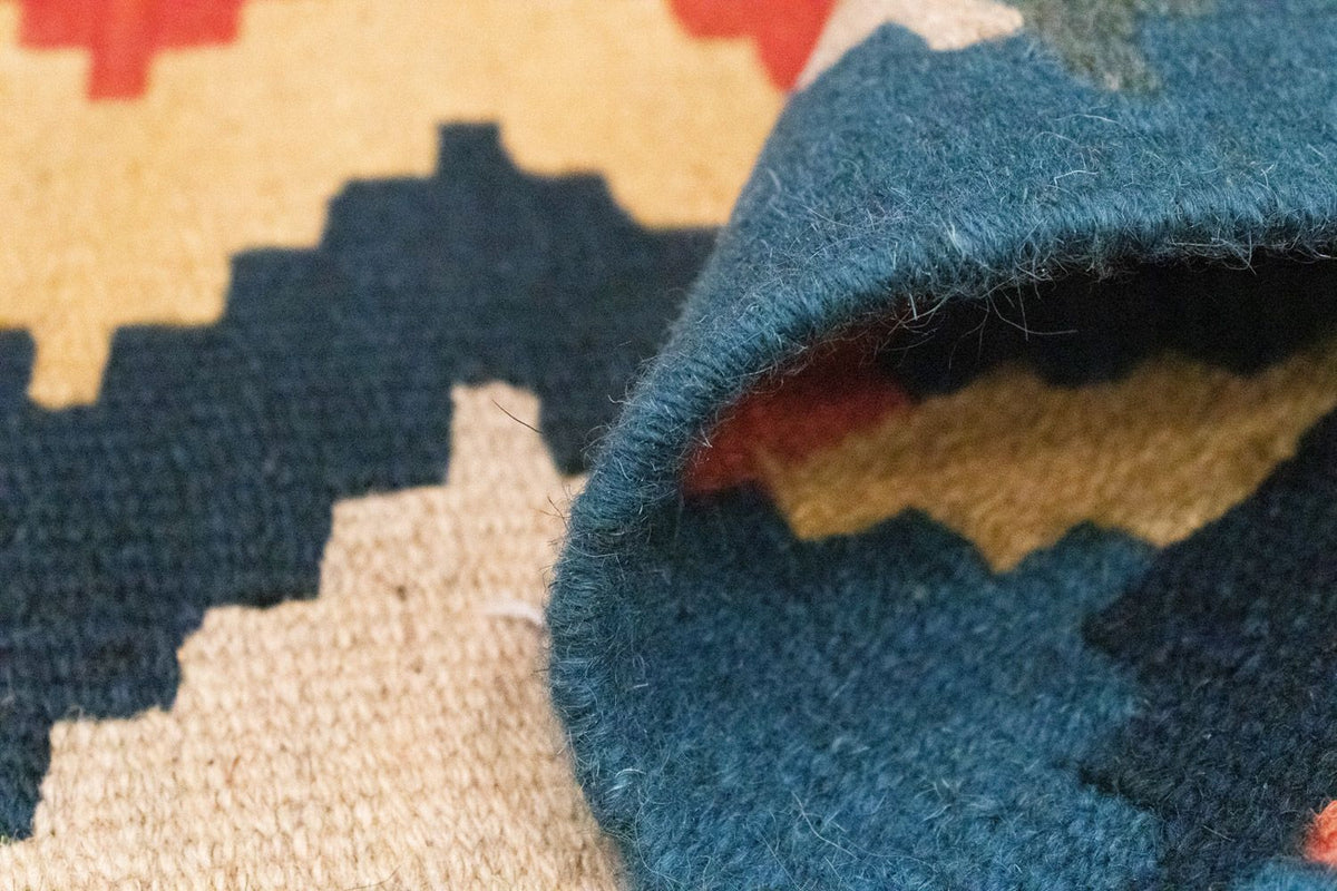 Kelim Carpet - orientalisk matta - 91 x 61 cm - blå