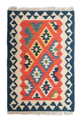 Kelim Carpet - orientalisk matta - 91 x 61 cm - orange